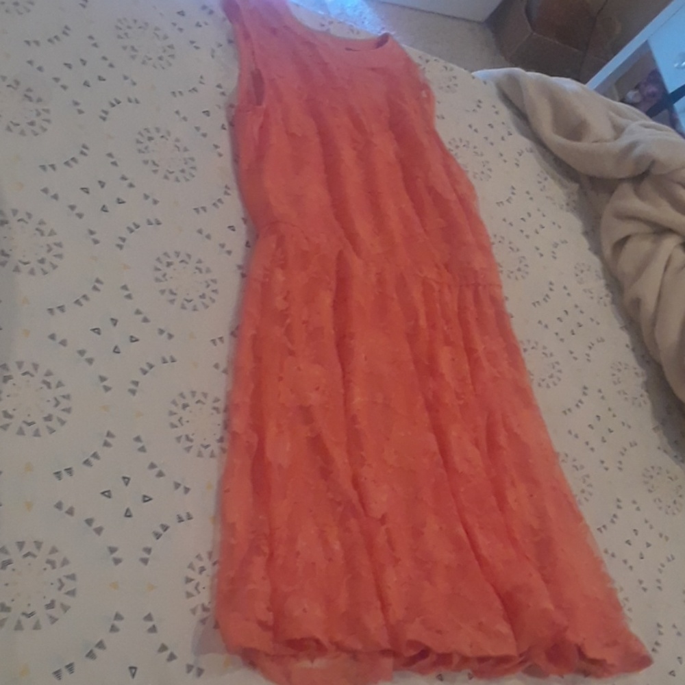 Coral floral print dress